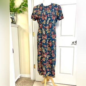 Vintage Positive Attitude Plus 14 Linen cottage floral pleated women’s boho